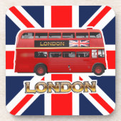 Der London-Rot-Bus Getränkeuntersetzer (Vorderseite)