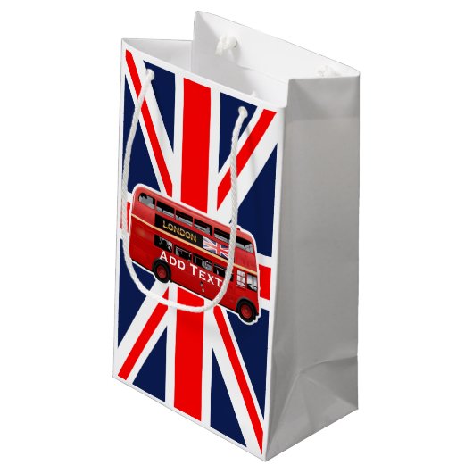Der London-Rot-Bus Kleine Geschenktüte (Rückseite Schrägansicht)