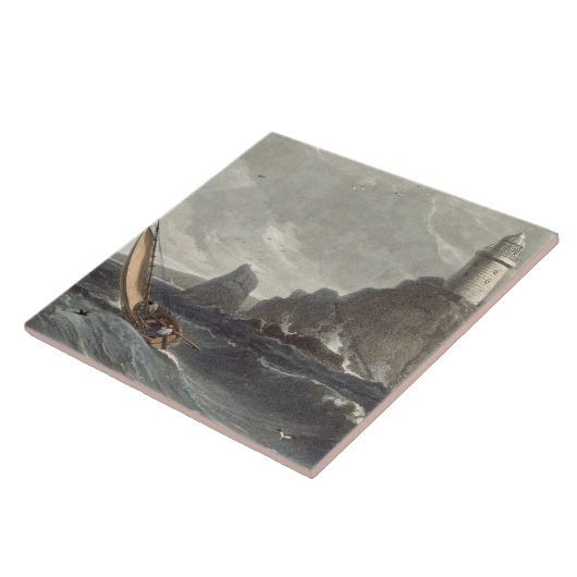 Der longships Leuchtturm der Länder beenden, Fliese (Seite)