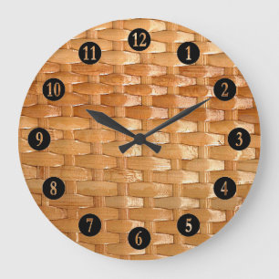 Der Look der Lacquer Wicker Basketweave Textur Große Wanduhr