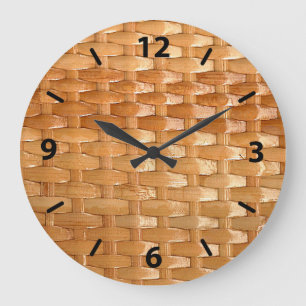 Der Look der Lacquer Wicker Basketweave Textur Große Wanduhr