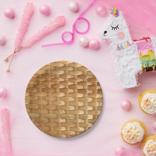Der Look der Lacquer Wicker Basketweave Textur Pappteller (Party)