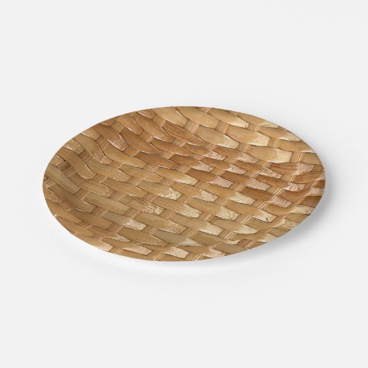 Der Look der Lacquer Wicker Basketweave Textur Pappteller (Schrägansicht)
