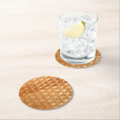 Der Look der Lacquer Wicker Basketweave Textur Runder Pappuntersetzer (Vor Ort)