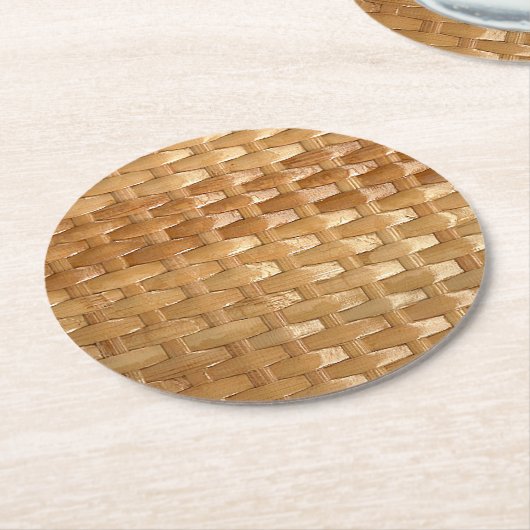 Der Look der Lacquer Wicker Basketweave Textur Runder Pappuntersetzer (Angewinkelt)