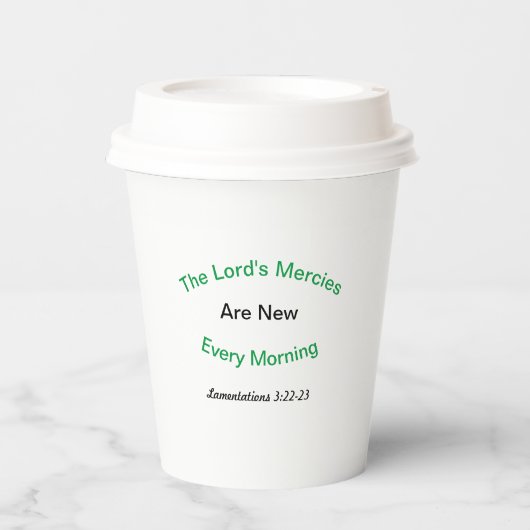 Der "Lord's Mercies Paper Cup" Pappbecher (Vorderseite)