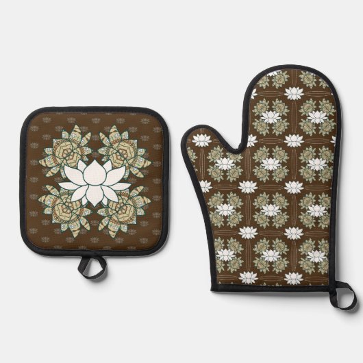 Der Lotus Ofenhandschuh & Topflappen-Set (Vorderseite)