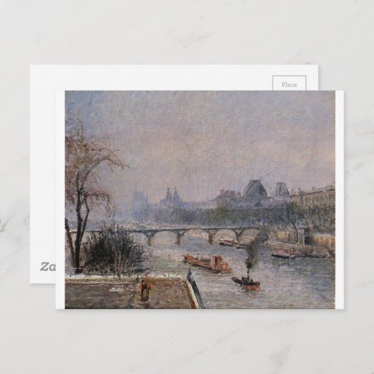 Der Louvre, der Morgen, der Schneeeffekt Camille P Postkarte (Vorne/Hinten)