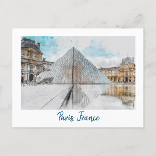 Der Louvre Paris, Frankreich Retro Vintage Reisen Postkarte