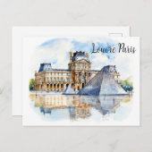 Der Louvre und die Ikonische Pyramide Postkarte (Vorne/Hinten)