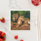 Der Löwe bei der Zuhause (mit Lioness und Löwenjun Serviette (Beispiel)