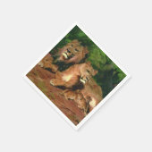 Der Löwe bei der Zuhause (mit Lioness und Löwenjun Serviette (Ecke)