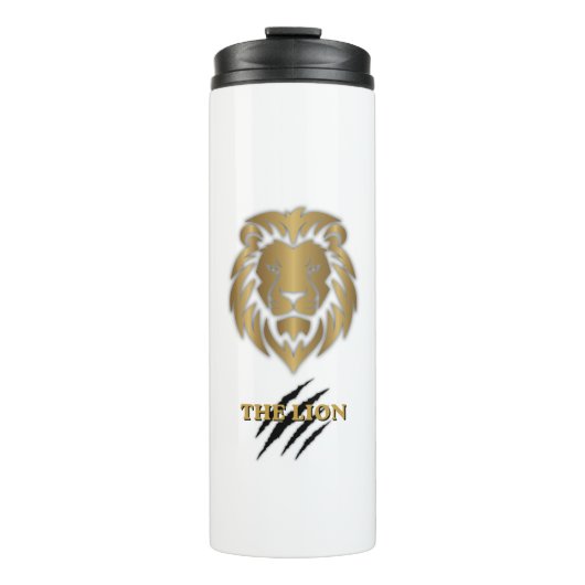 Der Löwe Gold & Schwarz Grafik-Mug Thermosbecher (Vorderseite)