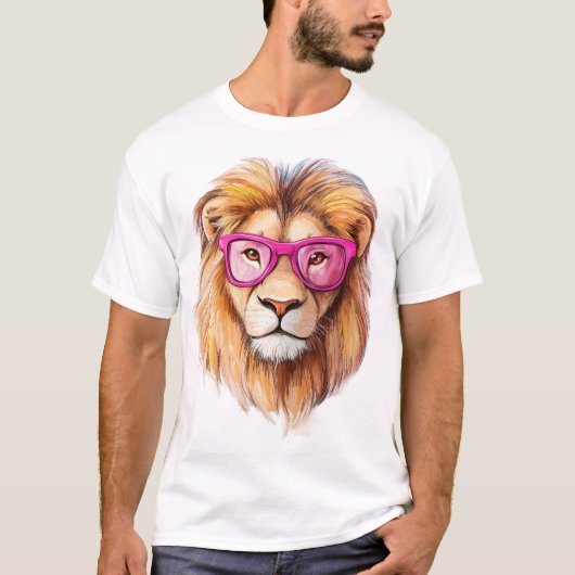 Der Löwe mit rosa Brille T-Shirt (Vorderseite)