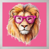 Der Löwe mit rosa Brillenplakat Poster (Vorne)