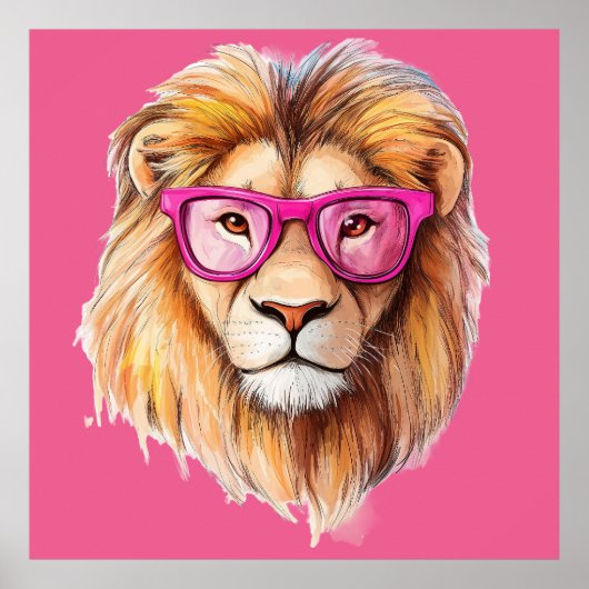 Der Löwe mit rosa Brillenplakat Poster (Vorne)