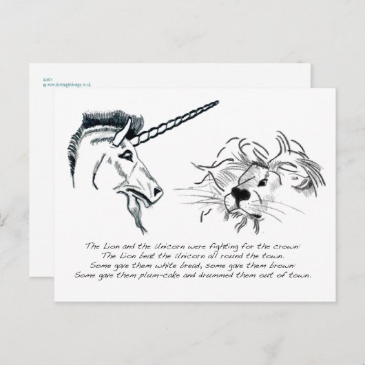 Der Löwe und das Einhorn Postkarte (Vorne/Hinten)