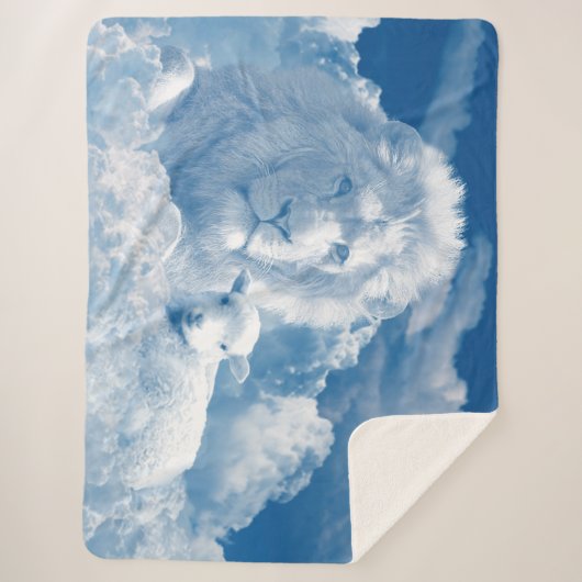 Der Löwe und das Lamm aus Wolken geformt Sherpadecke (Vorderseite)