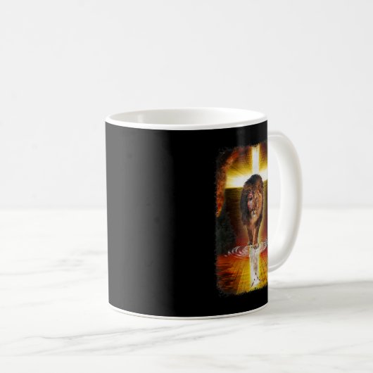 Der Löwe und das Lamm Jesus Christus kreuzen Chris Kaffeetasse (VorderseiteRechts)