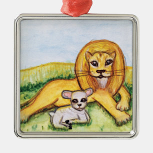 Der Löwe und das Lamm Ornament Aus Metall