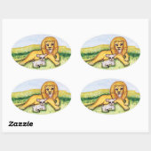 Der Löwe und das Lamm Ovaler Aufkleber (Blatt)