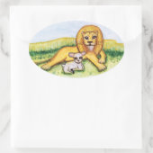 Der Löwe und das Lamm Ovaler Aufkleber (Tasche)