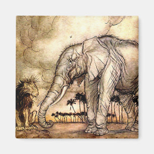„Der Löwe und der Elefant“ von Arthur Rackham Magnet