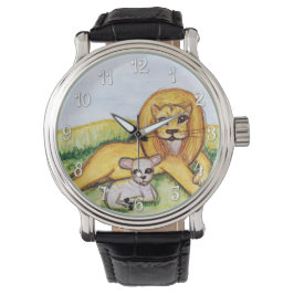 Der Löwe und die Lamm-Uhr (mit Zahlen) Armbanduhr