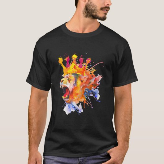 Der Löwe und seine krone moderne Grafikkunst T-Shirt (Vorderseite)