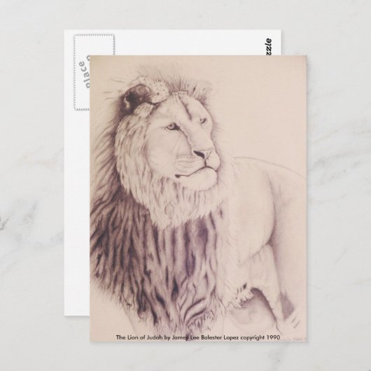Der Löwe von Juda - Bleistift auf Papier 1990 Var. Postkarte (Vorne/Hinten)