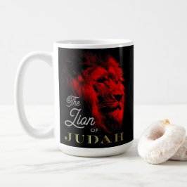 Der Löwe von Judah Black Red Gold Christlich Kaffeetasse