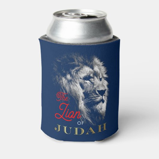 Der Löwe von Judah Navy Blue Red Gold Christlich Dosenkühler (Kanne Rückseite)