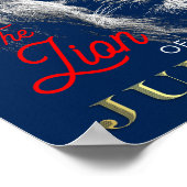 Der Löwe von Judah Navy Blue Red Gold Christlich Poster (Ecke)