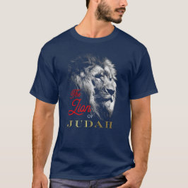 Der Löwe von Judah Navy Blue Red Gold Christlich T-Shirt