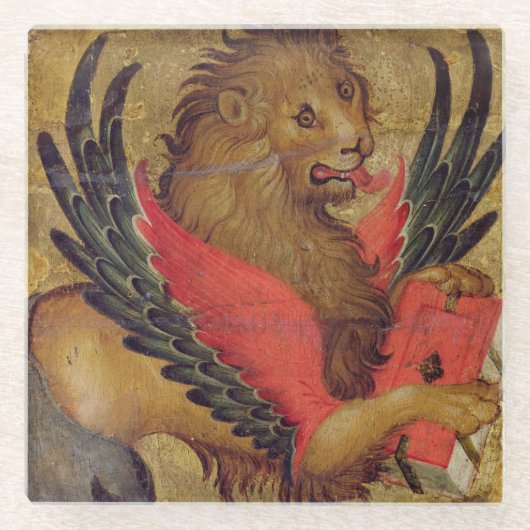 Der Löwe von St Mark (Öl auf Platte) Glasuntersetzer (Vorderseite)