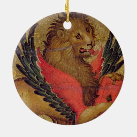 Der Löwe von St Mark (Öl auf Platte) Keramikornament (Hinten)