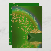 DER LUCK DES IRISCHEN - PARTY EINLADUNG - GOLD (Vorne/Hinten)