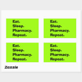 Der lustige Apotheker gibt "Essen, schlafen, Apoth Rechteckiger Aufkleber (Blatt)