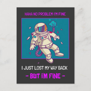 Der lustige Astronaut hat im Weltraum verloren. Postkarte