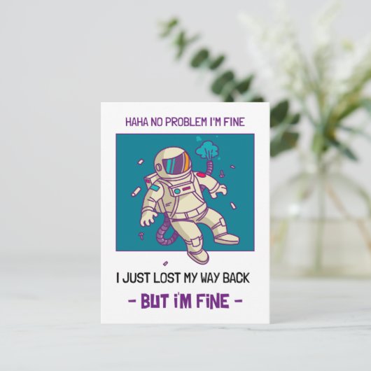 Der lustige Astronaut hat im Weltraum verloren. Postkarte (Stehend Vorderseite)
