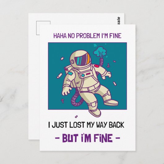 Der lustige Astronaut hat im Weltraum verloren. Postkarte (Vorne/Hinten)