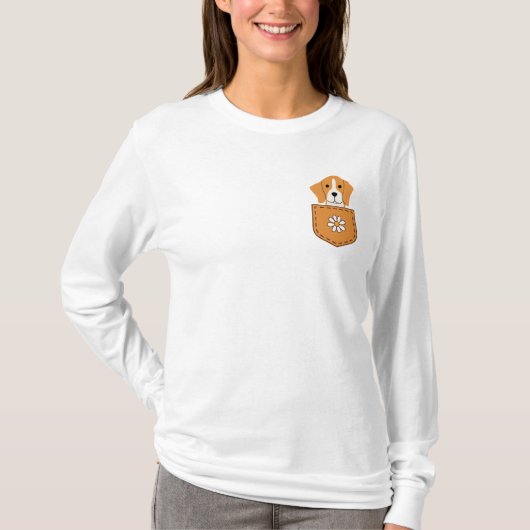 Der lustige Beagle in der Tasche T-Shirt (Vorderseite)