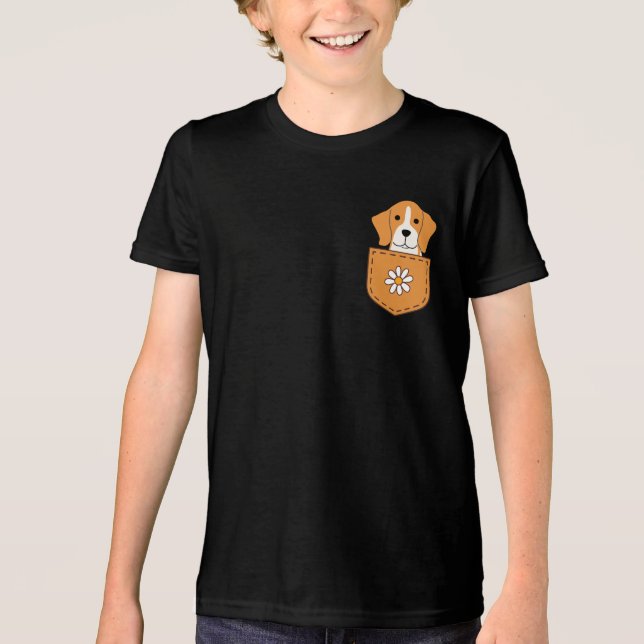 Der lustige Beagle in der Tasche Tri-Blend Shirt (Vorderseite)