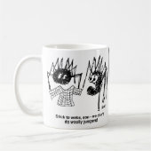 Der lustige Cartoon der Spinnen - Einer hat einen  Kaffeetasse (Links)