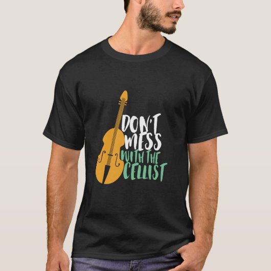 Der lustige Cello-Spieler verrät sich nicht mit de T-Shirt (Vorderseite)