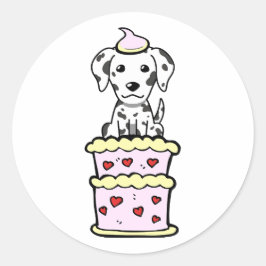 Der lustige dalmatinische Springer aus dem Kuchen Runder Aufkleber