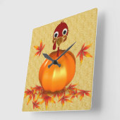 Der lustige Erntedank Türkei in Pumpkin Quadratische Wanduhr (Winkel)
