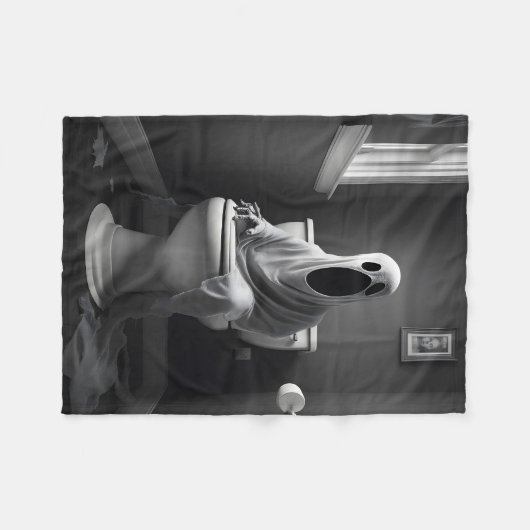 Der lustige Geist sitzt auf der Toilette Fleecedecke (Vorderseite (Horizontal))