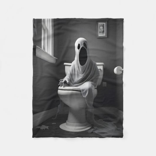 Der lustige Geist sitzt auf der Toilette Fleecedecke (Vorderseite)