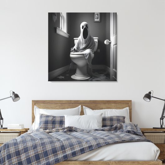 Der lustige Geist sitzt auf der Toilette Leinwanddruck (Insitu (Schlafzimmer))